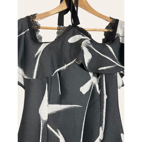 Sachin Babi NOIR Black White Lace Off The Shoulder Cocktail Dress Size 6 - Picture 5 of 16